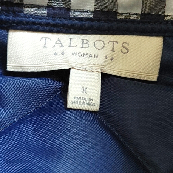 Talbots Woman Navy Blue White Check Vest - Picture 6 of 7